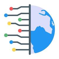 icône plate à la mode du monde numérique vecteur