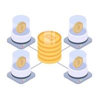 conception isométrique du serveur de données bitcoin, vecteur modifiable