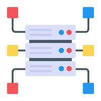 hébergement de base de données dans l'icône du design plat vecteur