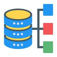 hébergement de base de données dans l'icône du design plat vecteur