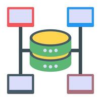 hébergement de base de données dans l'icône du design plat vecteur