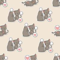 motif d'autocollant de dessin animé de chat couple sans soudure vecteur