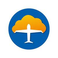 logo d'avion avec illustration d'avion et de nuage vecteur