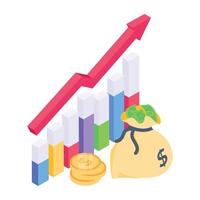 icône isométrique du rapport de productivité, efficacité commerciale vecteur