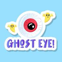 oeil fantôme, autocollant effrayant et effrayant pour halloween vecteur