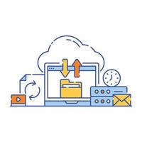 conception d'illustration plate de stockage en nuage, vecteur modifiable