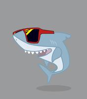 Personnage de dessin animé de requin mignon avec des lunettes vecteur