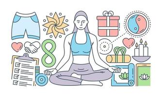 femme faisant du yoga, vecteur de concept de remise en forme