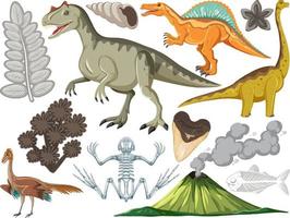 ensemble de différents animaux dinosaures préhistoriques vecteur