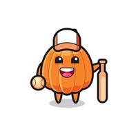 personnage de dessin animé de citrouille en tant que joueur de baseball vecteur