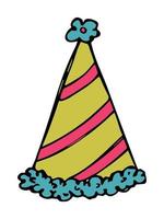 illustration de chapeau de fête dessiné à la main isolé sur fond blanc. doodle de chapeau d'anniversaire. clipart de vacances. vecteur