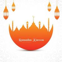 ramadan kareem lune islamique et fond de carte de voeux de mosquée vecteur