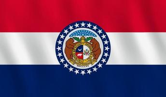 drapeau d'état américain du missouri avec effet ondulant, proportion officielle. vecteur