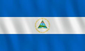 drapeau du nicaragua avec effet ondulant, proportion officielle. vecteur