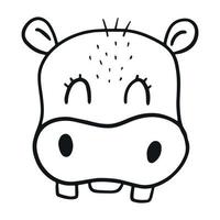 jolie illustration d'un bébé hippopotame pour les pages à colorier, les apaprel pour enfants, les impressions de pépinière, les cartes, les affiches, la sublimation, etc. eps 10 vecteur