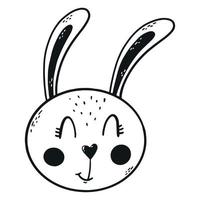 joli lapin monochrome dessiné à la main pour la décoration de la chambre de bébé, les impressions, les autocollants, la sublimation, les affiches, les cartes, les vêtements, etc. eps 10 vecteur