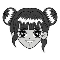 joli visage de femme manga vecteur