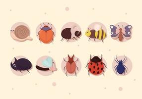 dix insectes mignons vecteur