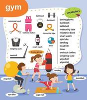 vocabulaire de l'éducation gym illustration vectorielle vecteur