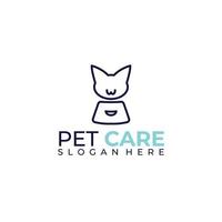 inspiration de conception de logo de soins pour animaux de compagnie. modèle de logo d'art de ligne de chat mignon. illustration vectorielle vecteur
