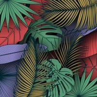 fond de feuilles d'été tropical avec des plantes de la jungle vecteur