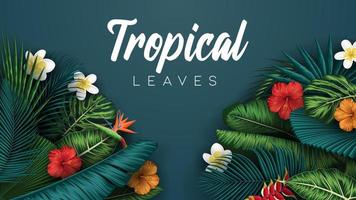 fond de feuilles d'été tropical avec des plantes de la jungle vecteur