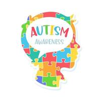 concept de puzzle couleur coeur de soins aux enfants autistes atteints de maladie mentale vecteur