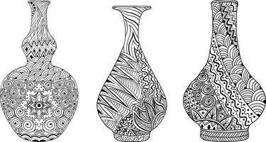 vase de mandala dessiné à la main vecteur