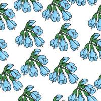 brindille avec motif harmonieux de petites cloches bleues, bouquet de fleurs sur fond blanc vecteur