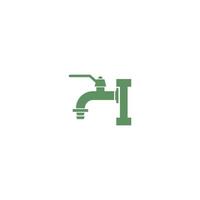 icône de robinet avec vecteur de conception de logo lettre i