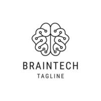 concept de logo de ligne de technologie du cerveau, modèle de conception d'icône plate
