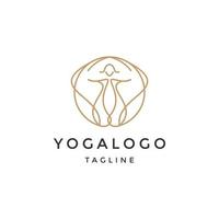 modèle de conception de logo feuille de yoga méditation vecteur plat