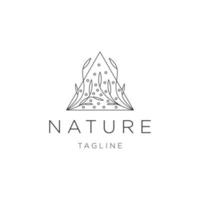 concept de logo de ligne de feuille de nature, modèle vectoriel de conception d'icône plate