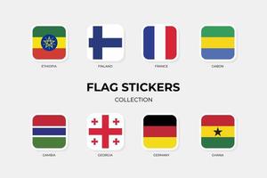 autocollants de drapeau de l'éthiopie, finlande, france, gabon, gambie, géorgie, allemagne, ghana vecteur