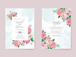 cartes d'invitation de mariage ensemble de roses roses vecteur