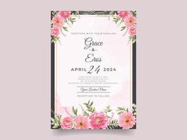 cartes d'invitation de mariage floral printemps vecteur