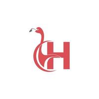 lettre h avec flamingo oiseau icône logo vecteur