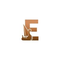lettre e avec logo icône modèle de conception de voilier viking vecteur