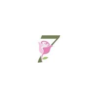 numéro 7 avec modèle vectoriel de logo icône rose
