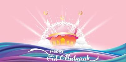 arrière-plan de conception eid mubarak. illustration vectorielle pour carte de voeux, affiche et bannière. avec un style design amusant vecteur