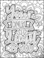 page de coloriage de citations de motivation. page de coloriage de citations inspirantes. page de coloriage des citations affirmatives. page de coloriage de citations positives. ondes positives. livre de coloriage pour adultes. vecteur