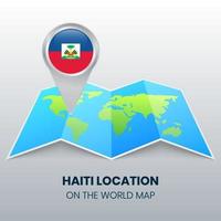 icône de localisation d'haïti sur la carte du monde, icône de broche ronde d'haïti vecteur