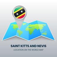 icône de localisation de saint kitts et nevis sur la carte du monde vecteur