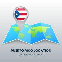 icône de localisation de porto rico sur la carte du monde, icône de broche ronde de porto rico vecteur