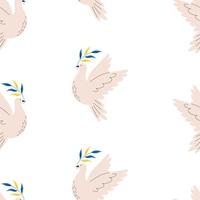 modèle sans couture ukraine avec colombe et branche bleue et jaune, illustration vectorielle plane sur fond blanc. paix mondiale et soutien à l'ukraine en temps de guerre. vecteur
