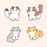 illustration vectorielle de personnages de chat de dessin animé mignon sur fond orange.