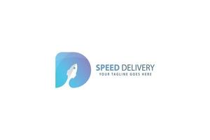 lettre d bleu couleur 3d créatif rapide fusée lancement vitesse livraison achats en ligne politique marketing logo d'entreprise vecteur