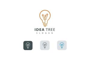 idée arbre dessin au trait simple couleur orange créatif logo d'entreprise technologique vecteur