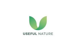 lettre u vert couleur feuille utile nature logo vecteur