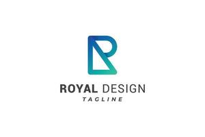 lettre r logo de technologie architecturale de conception royale 3d simple créative vecteur